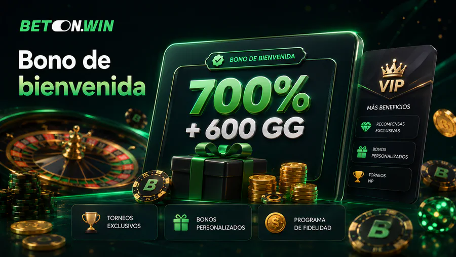 Bono de bienvenida de Betonwin con 700% más 600 GG, promociones VIP y recompensas de casino online
