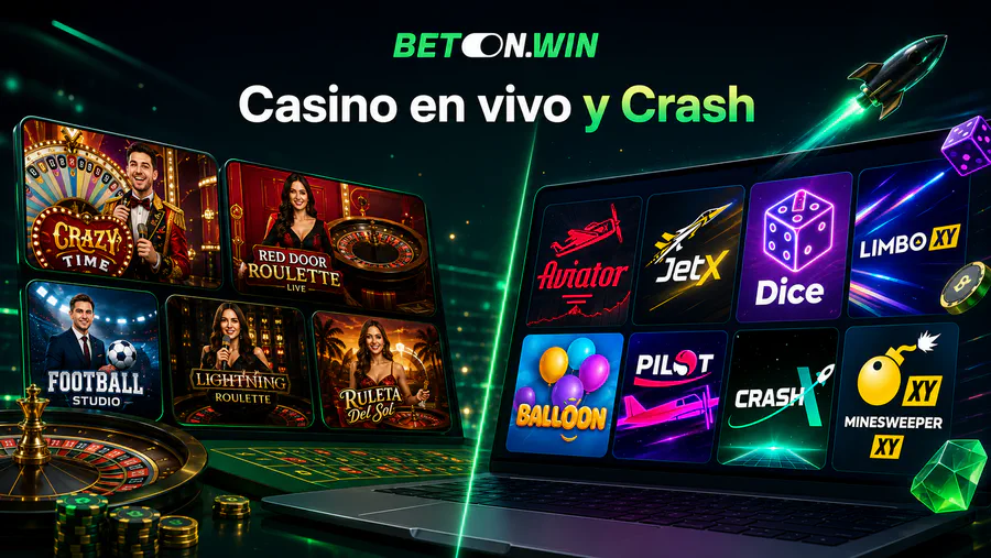 Casino en vivo y juegos Crash en Betonwin con ruleta, Crazy Time, Aviator, JetX, Dice y Limbo XY
